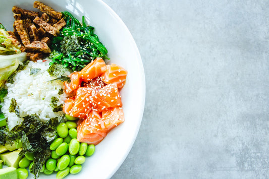 a white plate with different healthy foods